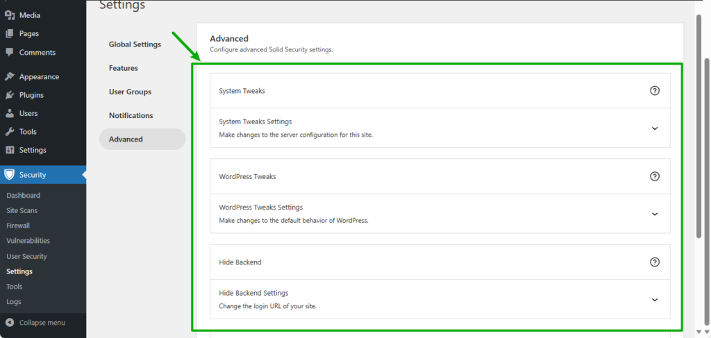 Advanced tweaks