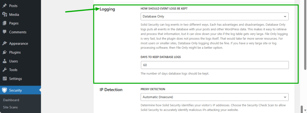 file logging or database logging