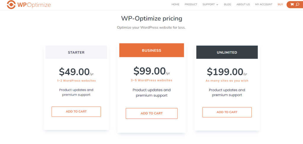 wp-optimize price