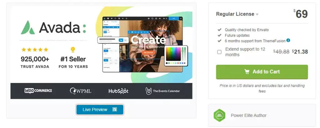 Avada WordPress theme price
