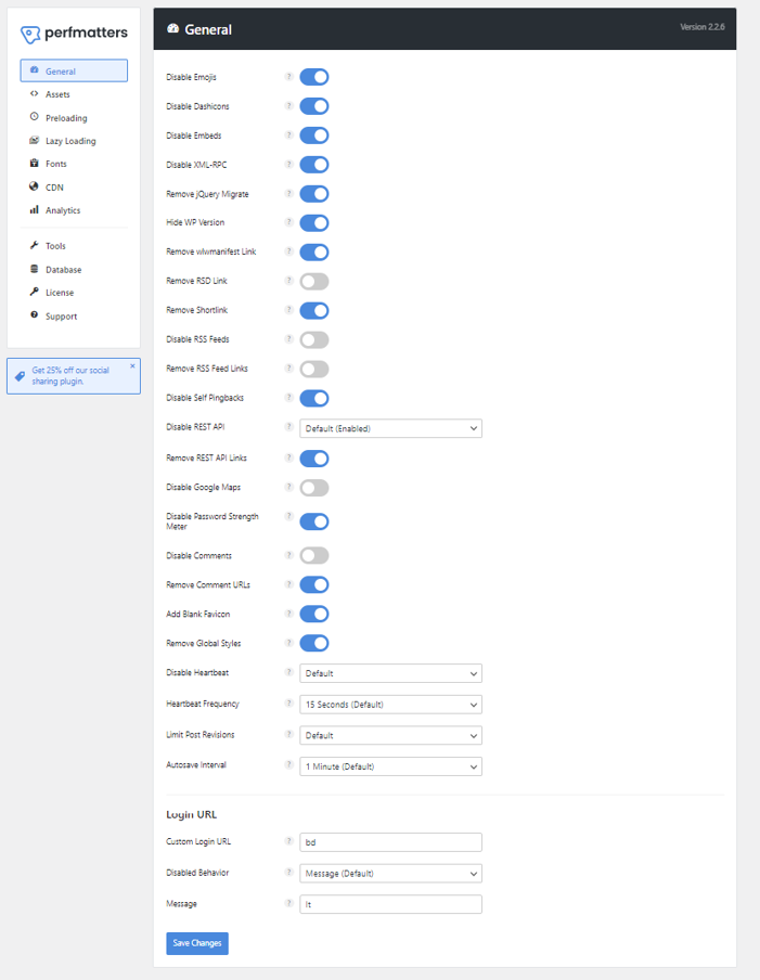 WordPress basic security and speed optimization features