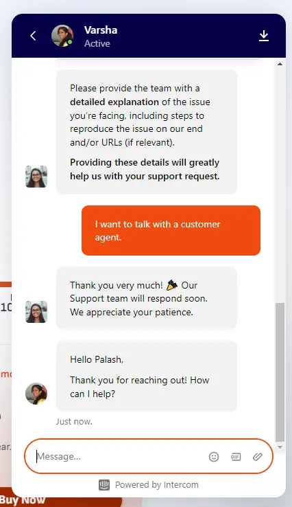 Pressable customer support response